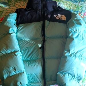 North face Women's Retro Nuptse XS Mint green EUC